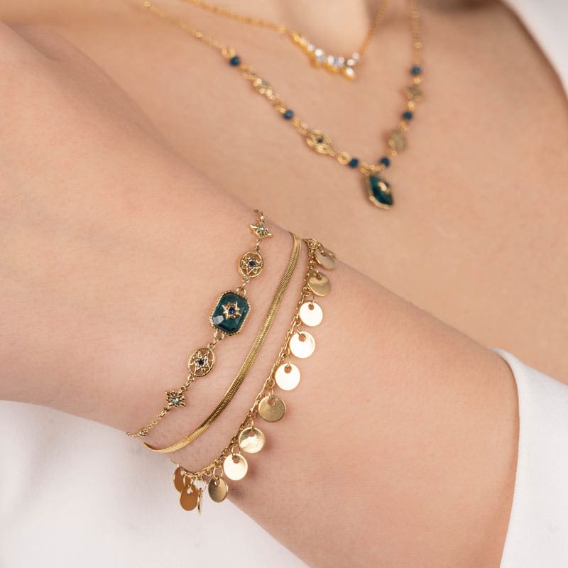 Flaches Schlangenketten-Armband in Gold