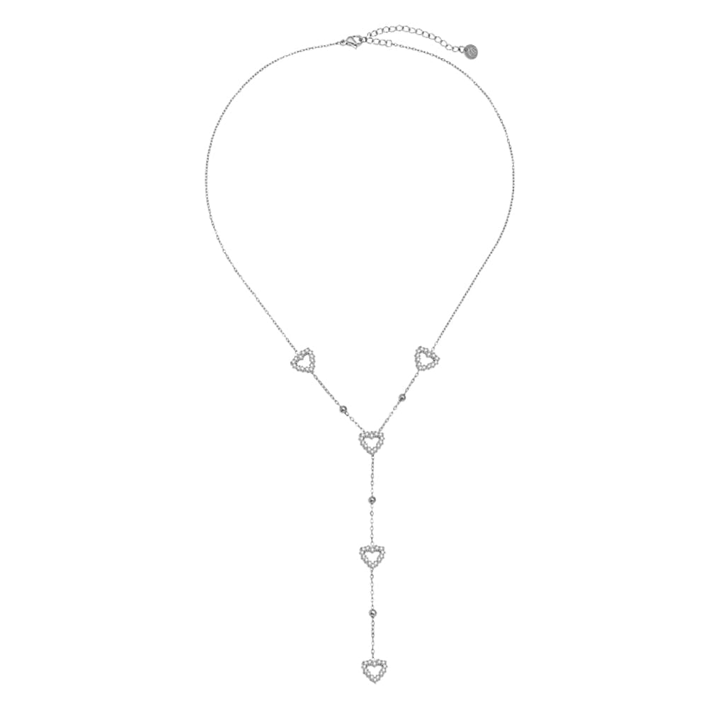 Elegante Y-Kette mit funkelnden Herz-Anhängern