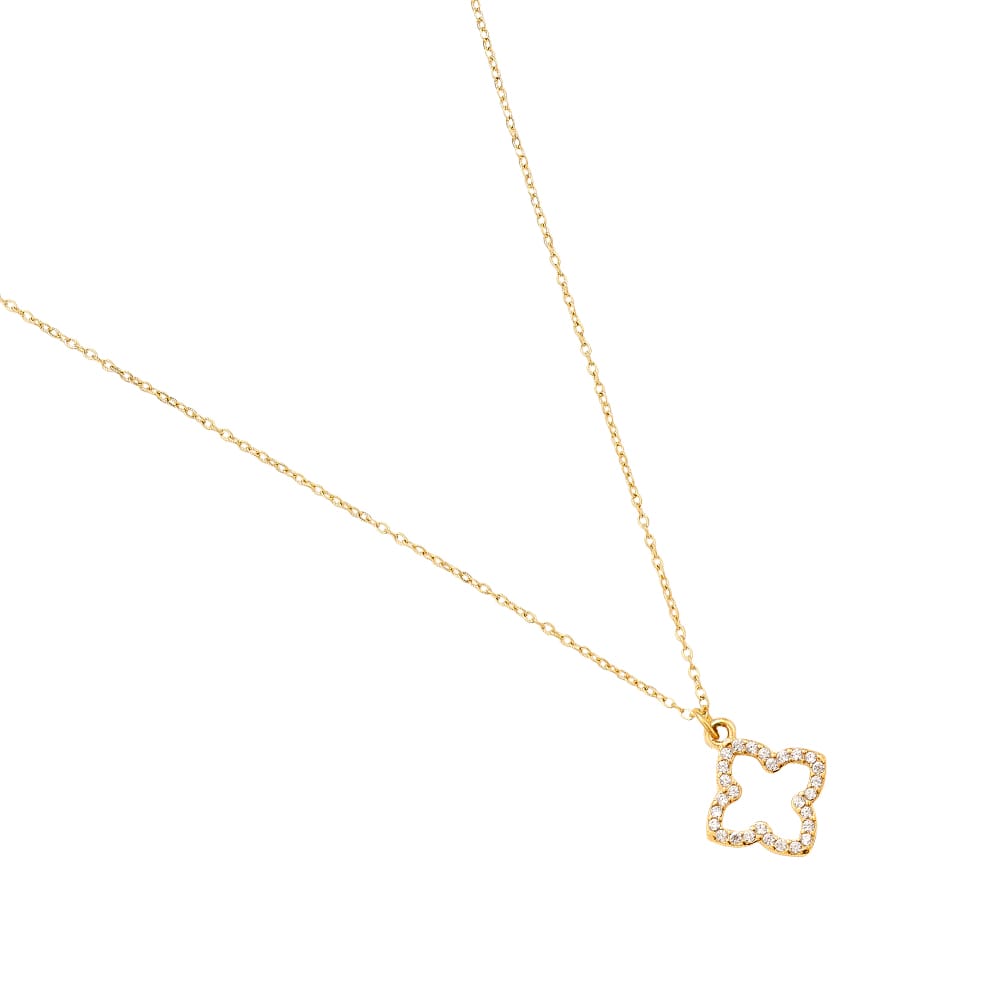 Zarte Kleeblatt-Kette mit Kristall-Pavé Anhänger
