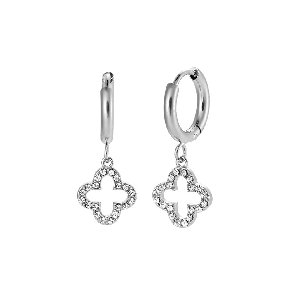 Creolen mit funkelndem Kleeblatt-Anhänger