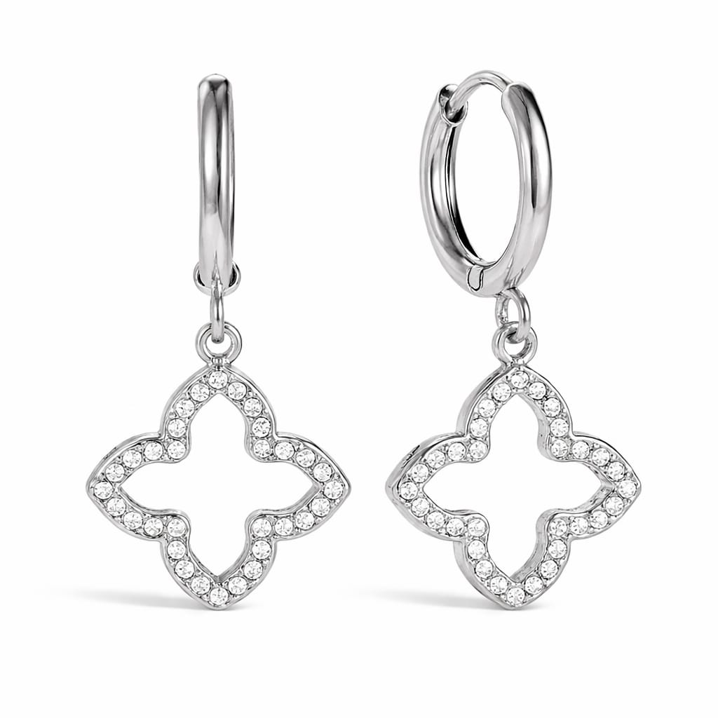 Creolen Ohrringe mit Kleeblatt-Anhänger