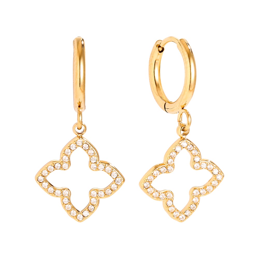 Creolen Ohrringe mit Kleeblatt-Anhänger