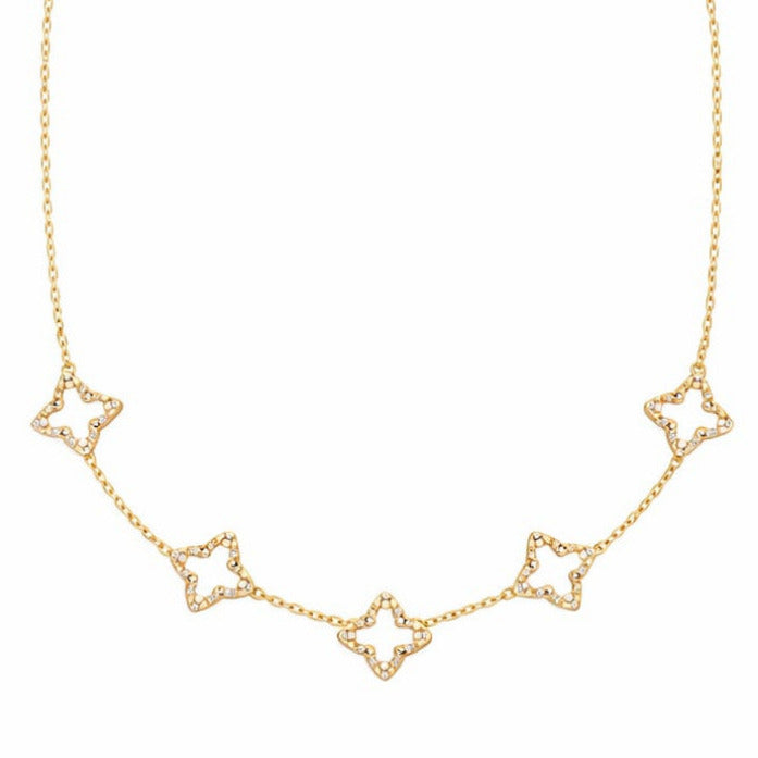 Goldene Kette mit Kleeblat-Details