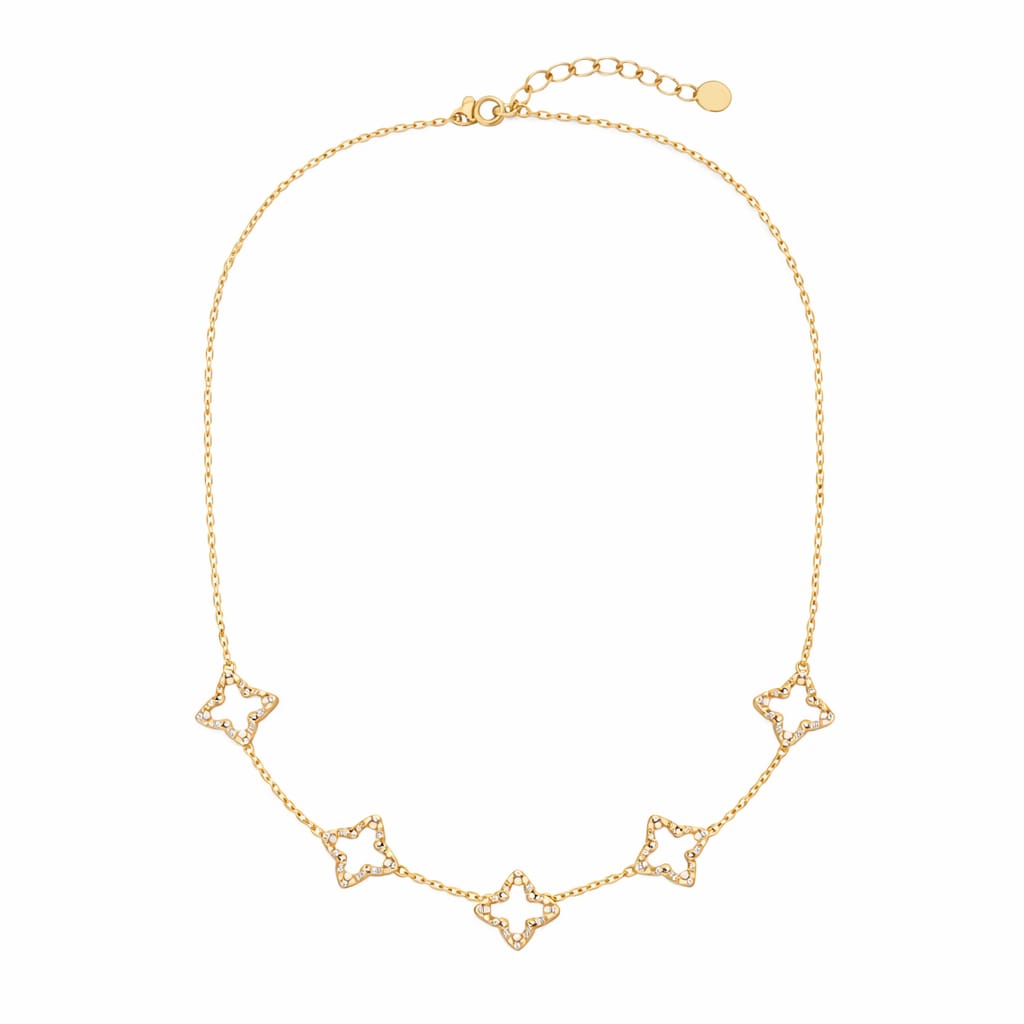 Goldene Kette mit Kleeblat-Details