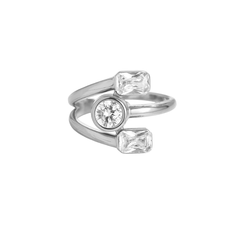 Dreifach-Kristall Ring – Offen & Verstellbar