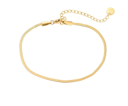 Flaches Schlangenketten-Armband in Gold