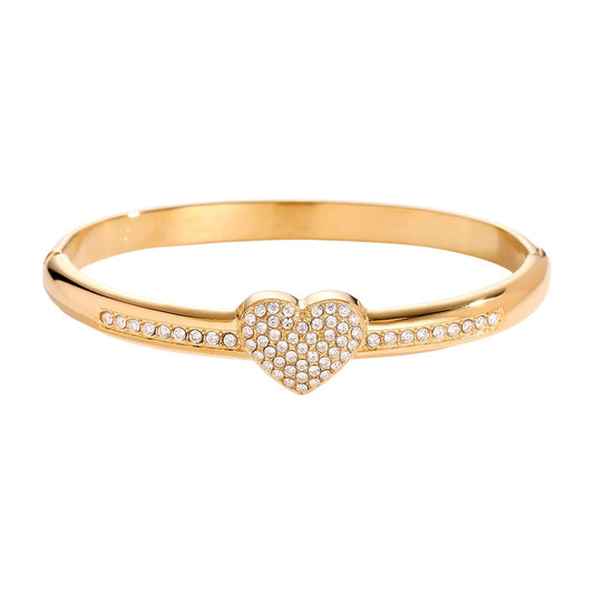 Herz-Armreif mit Kristall-Pavé