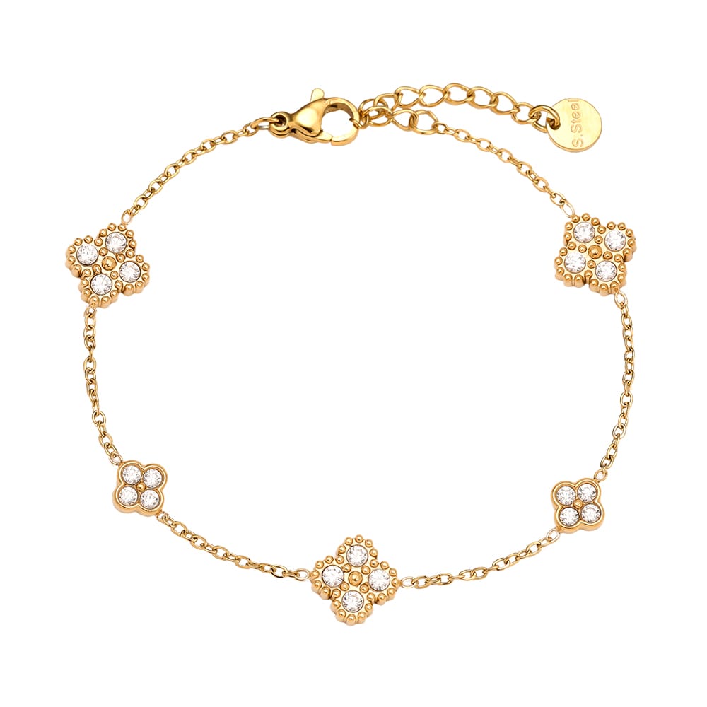 Kleeblatt-Armband mit Zirkonia Steinen