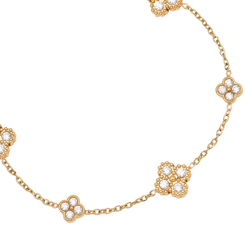 Kleeblatt-Armband mit Zirkonia Steinen