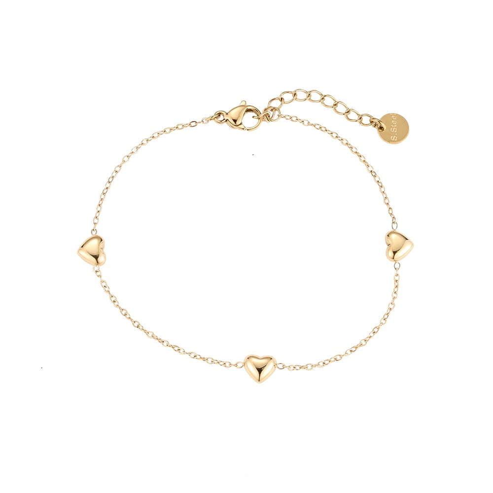 Zartes Armband mit dreidimensionalen Herz-Charms