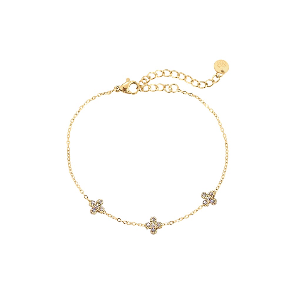 Zartes Armband mit funkelnden Kleeblatt-Charms