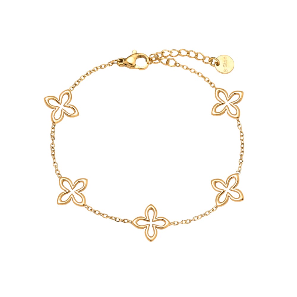 Zartes Kleeblatt-Armband mit fünf Anhängern