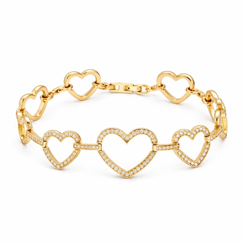 Herz-Armband mit funkelnden Akzenten – Goldfarben