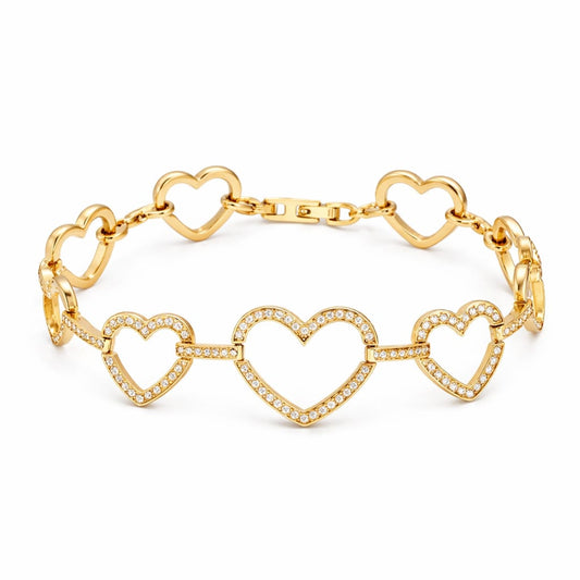 Herz-Armband mit funkelnden Akzenten – Goldfarben
