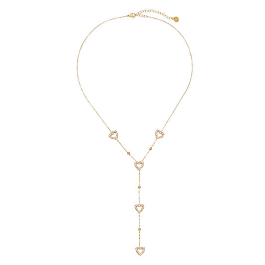 Elegante Y-Kette mit funkelnden Herz-Anhängern