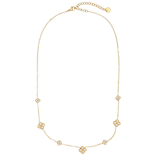 Zarte Halskette mit funkelnden Kleeblatt-Charms