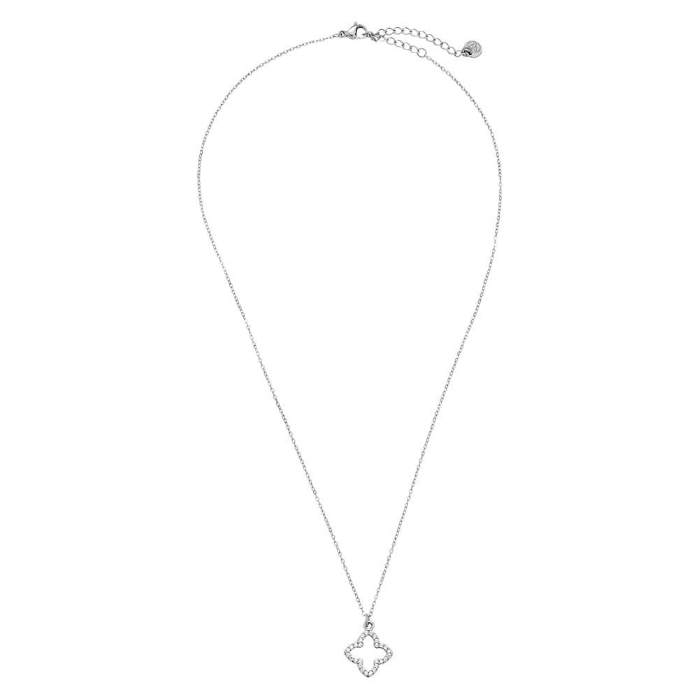 Zarte Kleeblatt-Kette mit Kristall-Pavé Anhänger