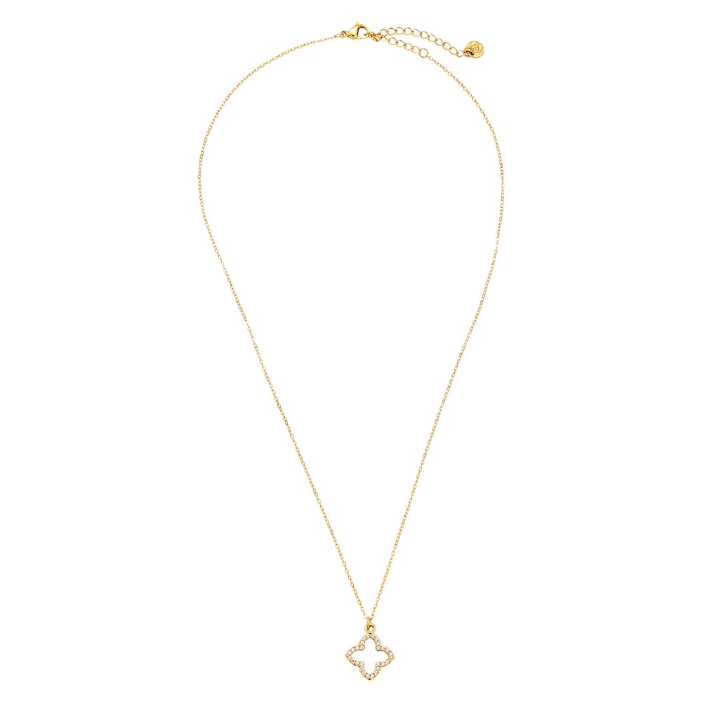 Zarte Kleeblatt-Kette mit Kristall-Pavé Anhänger