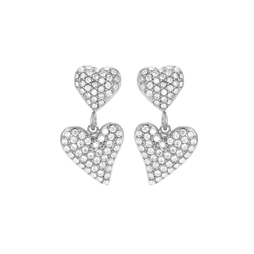 Glamouröse Doppelherz-Ohrhänger mit Zirkonia-Pavé