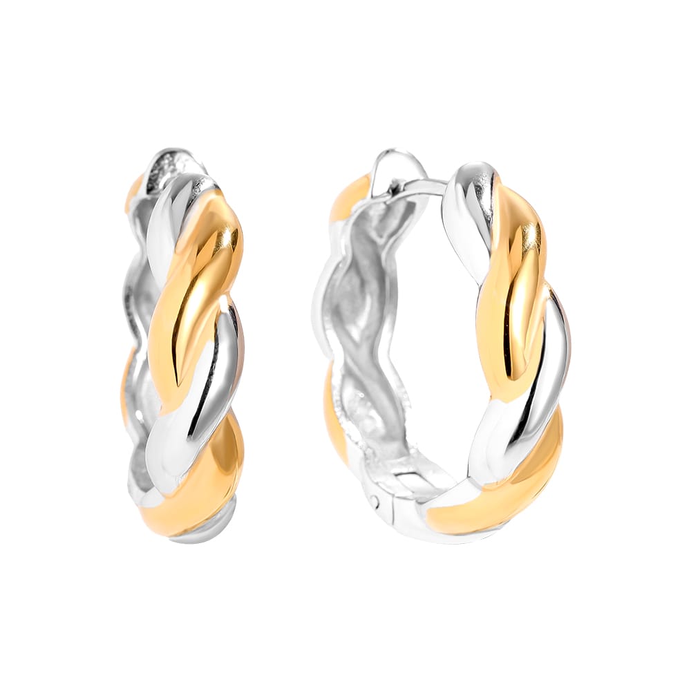 Breite Bicolor-Creolen mit geflochtenem Twist-Design