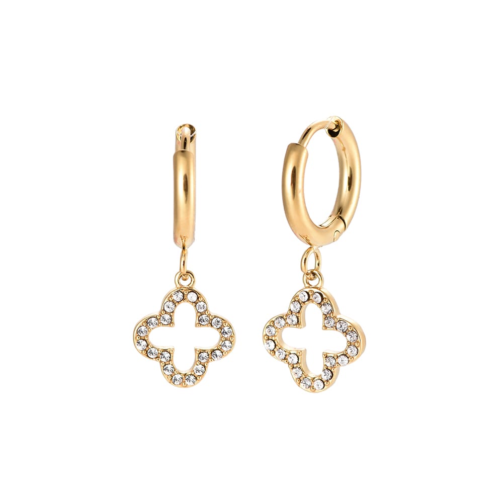 Creolen mit funkelndem Kleeblatt-Anhänger