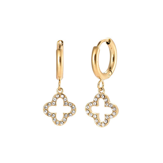 Creolen mit funkelndem Kleeblatt-Anhänger