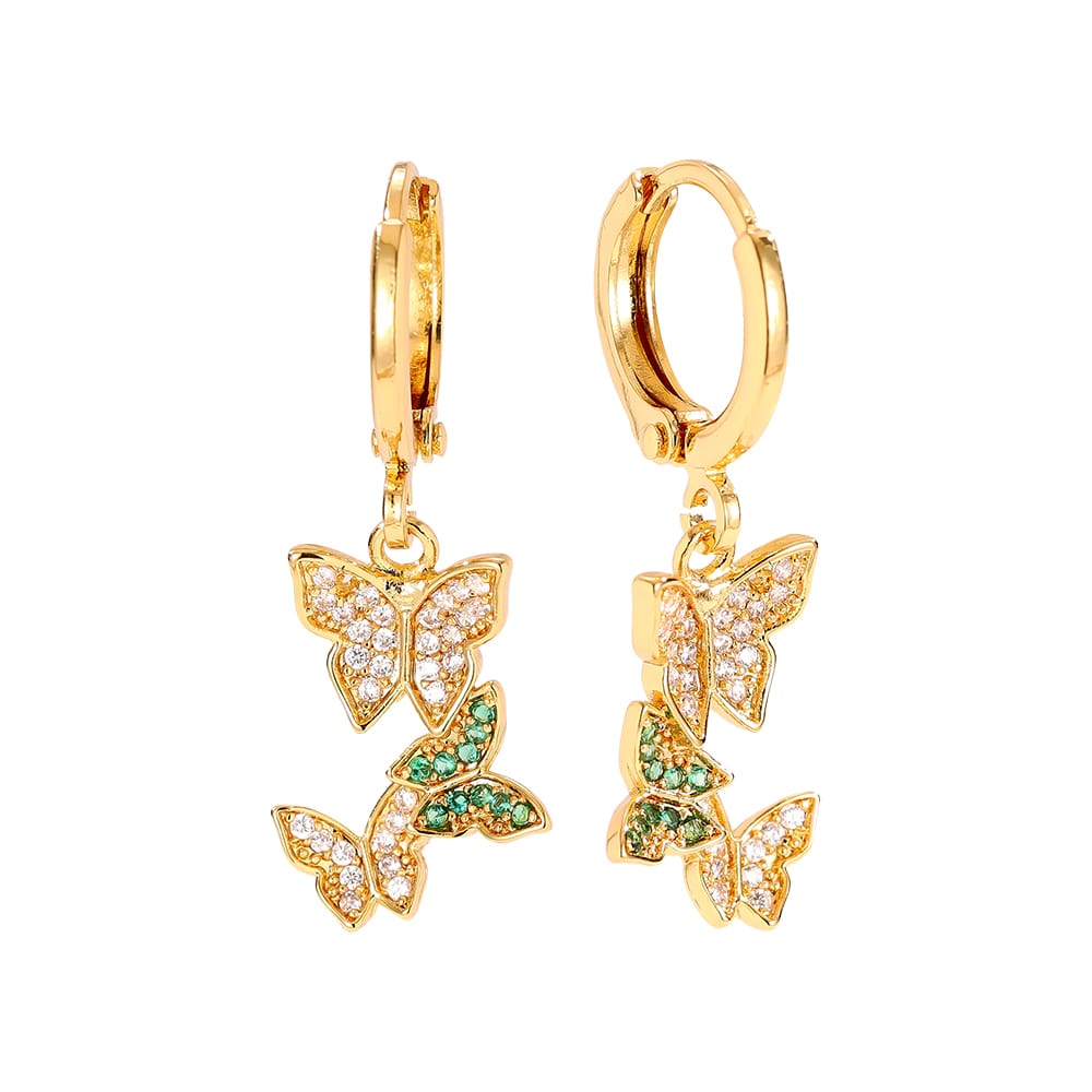 Dreifach-Schmetterling Creolen mit Kristall-Pavé