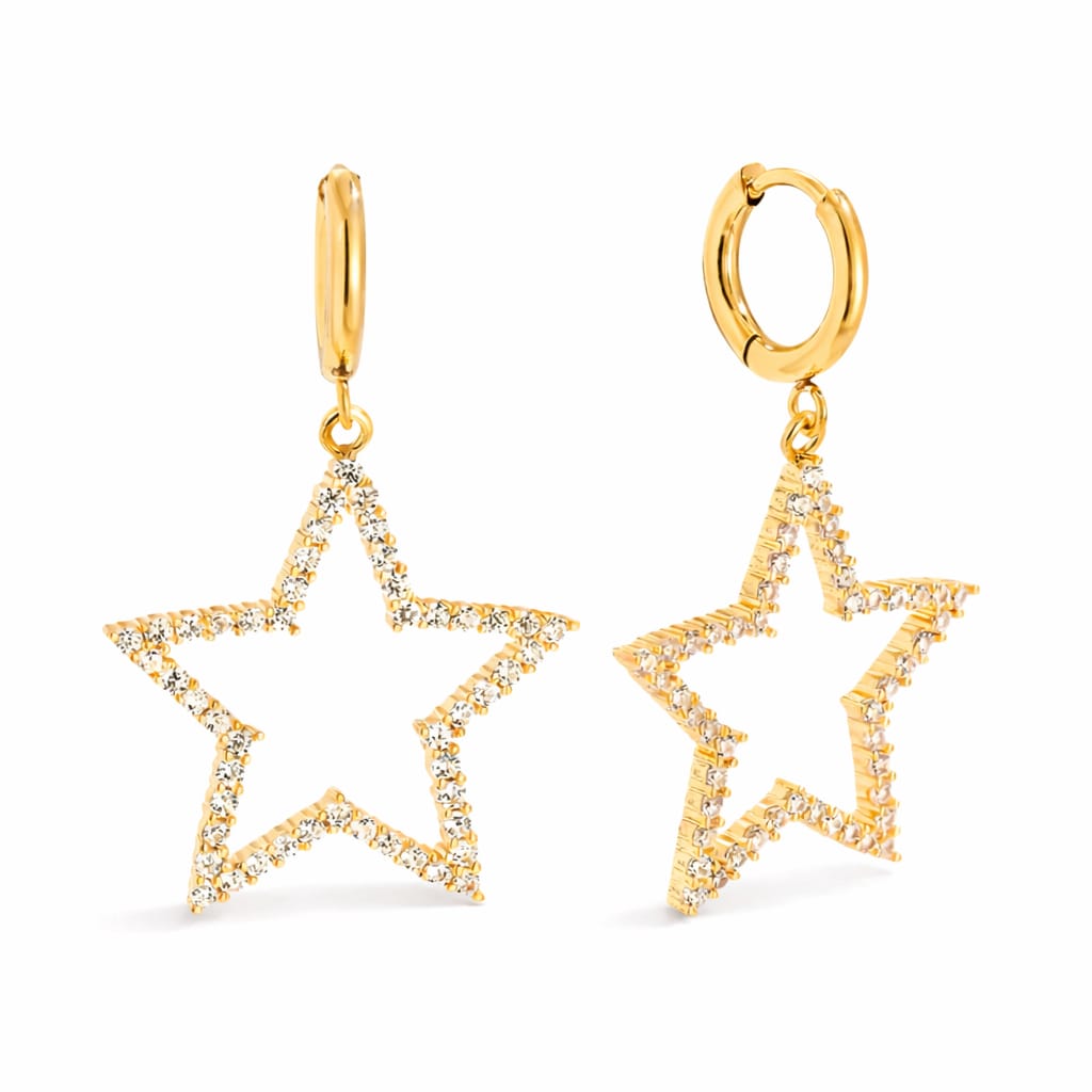 Stern-Creolen mit Zirkonia