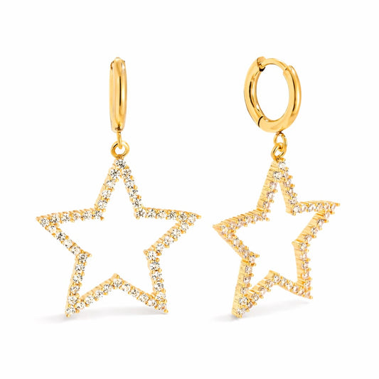 Stern-Creolen mit Zirkonia