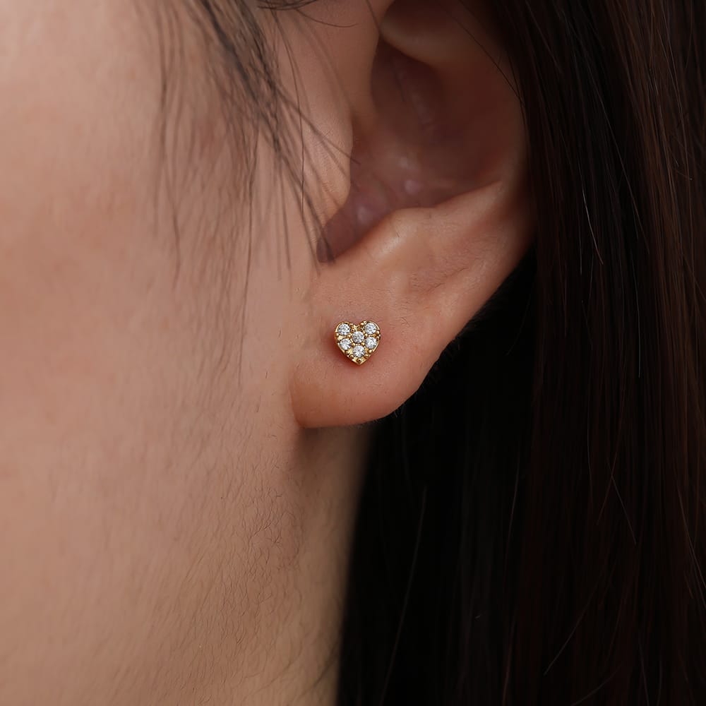 Herz-Ohrstecker mit Zirkonia