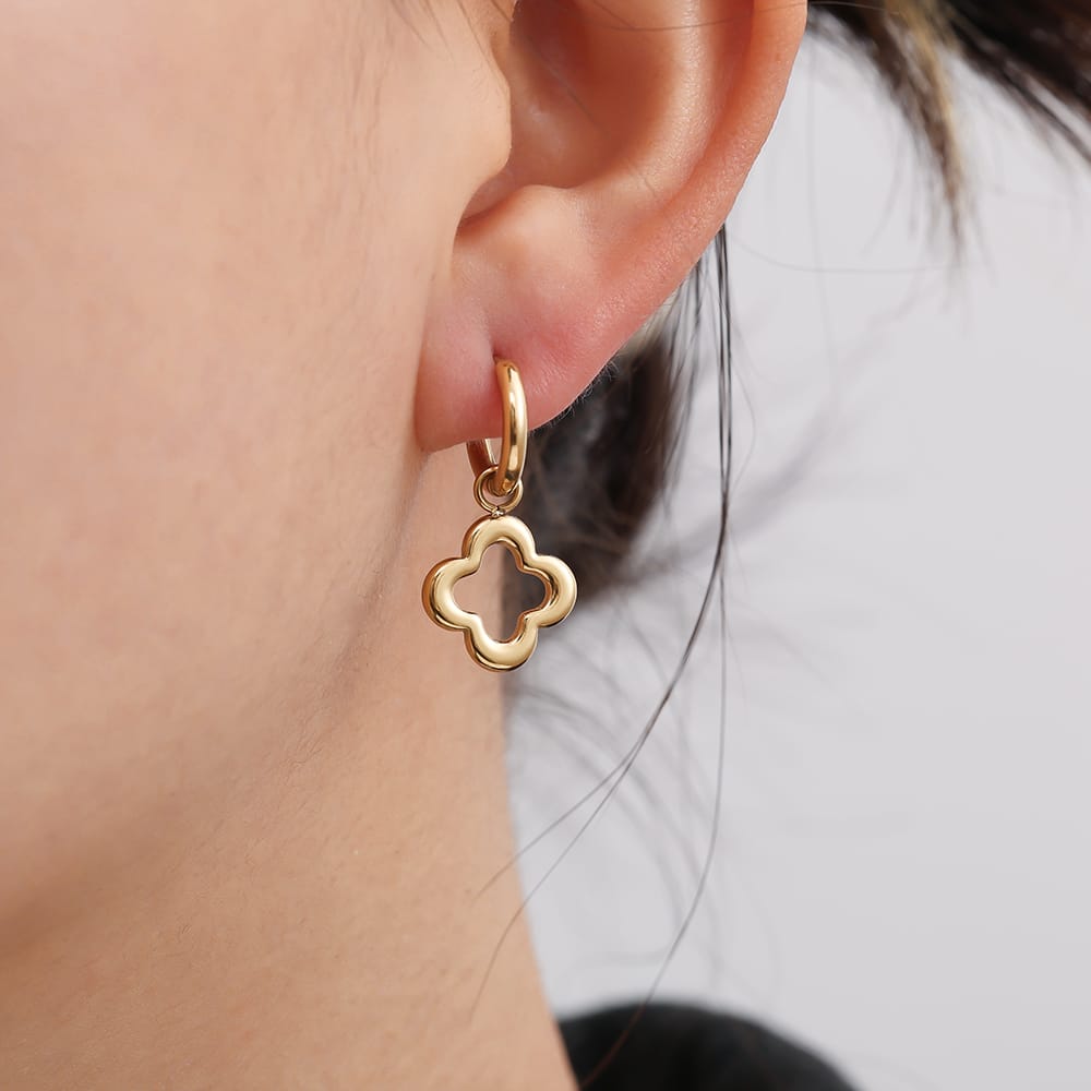 Kleeblatt-Creolen Ohrringe – Offen