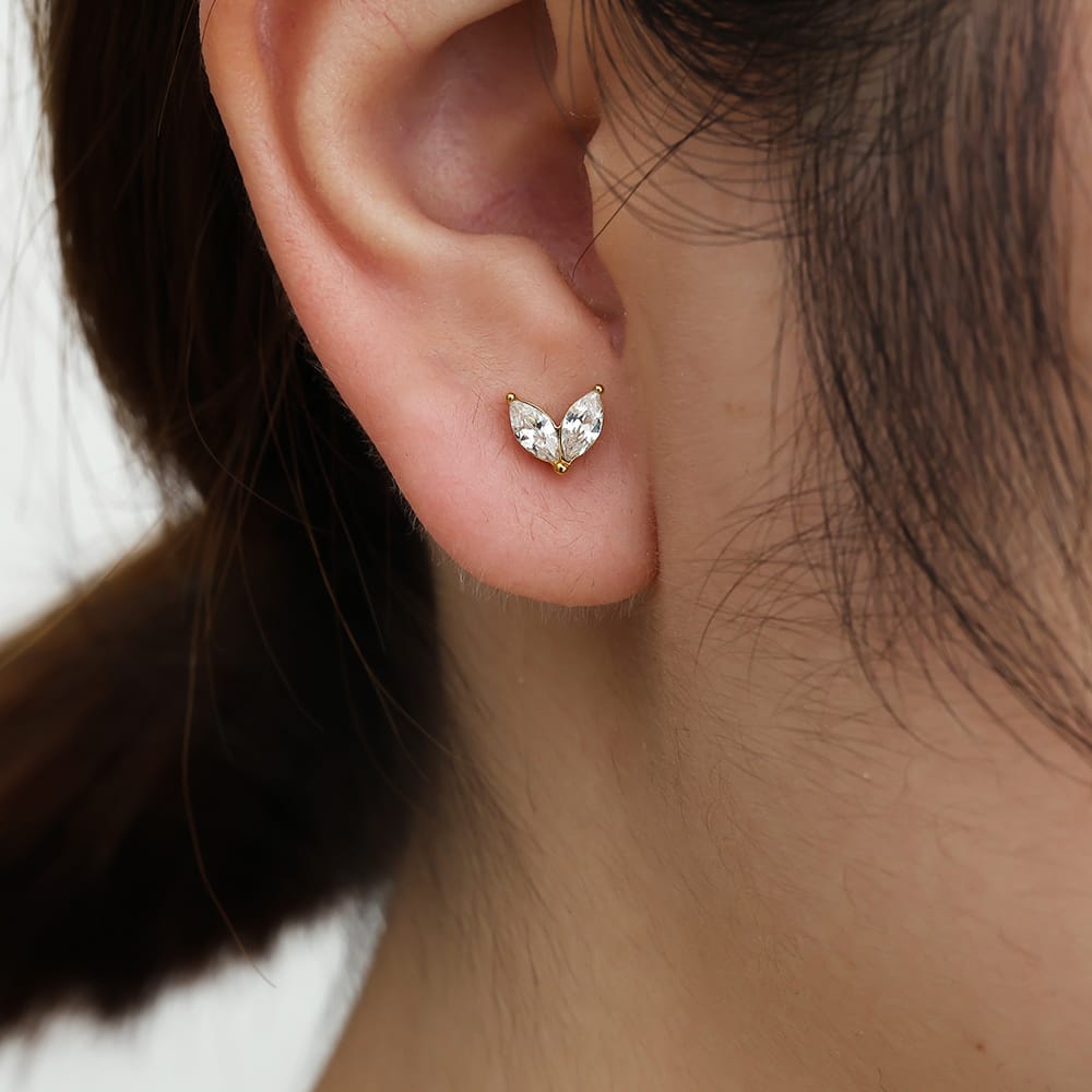 Marquise Ohrstecker in Gold