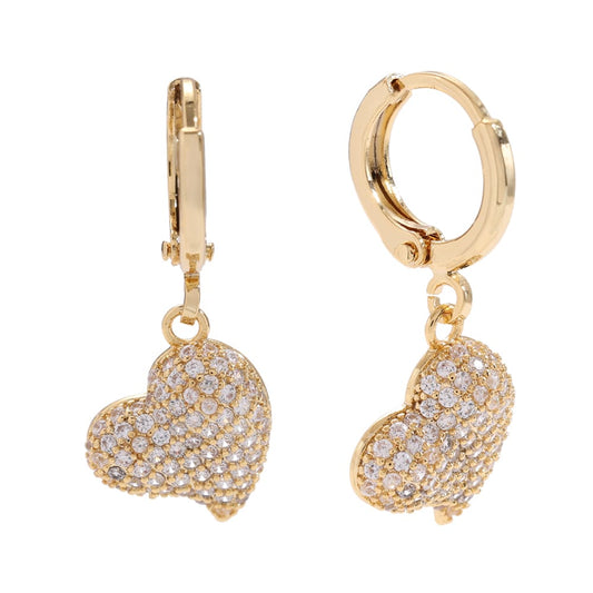 Pavé Herz Creolen Ohrringe