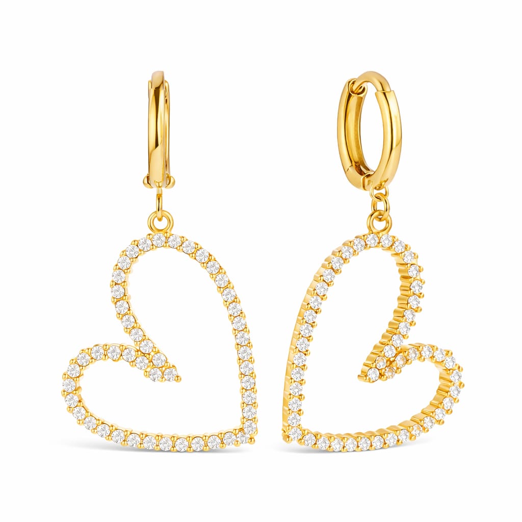 Herz Ohrringe mit Zirkonia Steinen