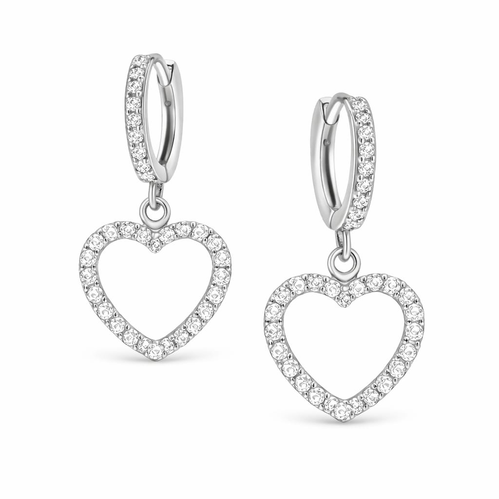 Zirkonia Herz-Ohrringe