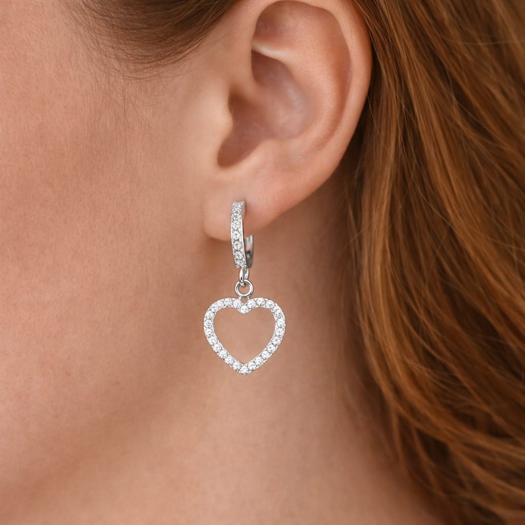 Zirkonia Herz-Ohrringe