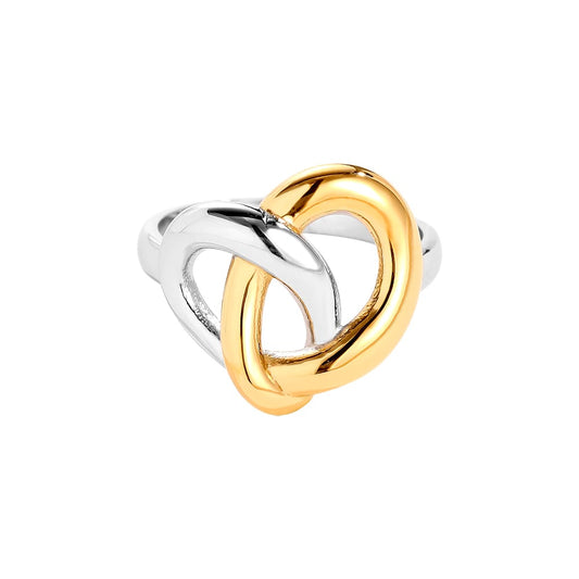 Bicolor Knoten-Ring in Silber & Gold
