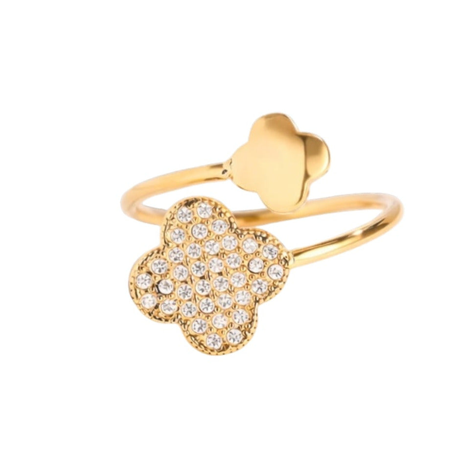 Glücksring mit Kleeblatt – Verstellbar