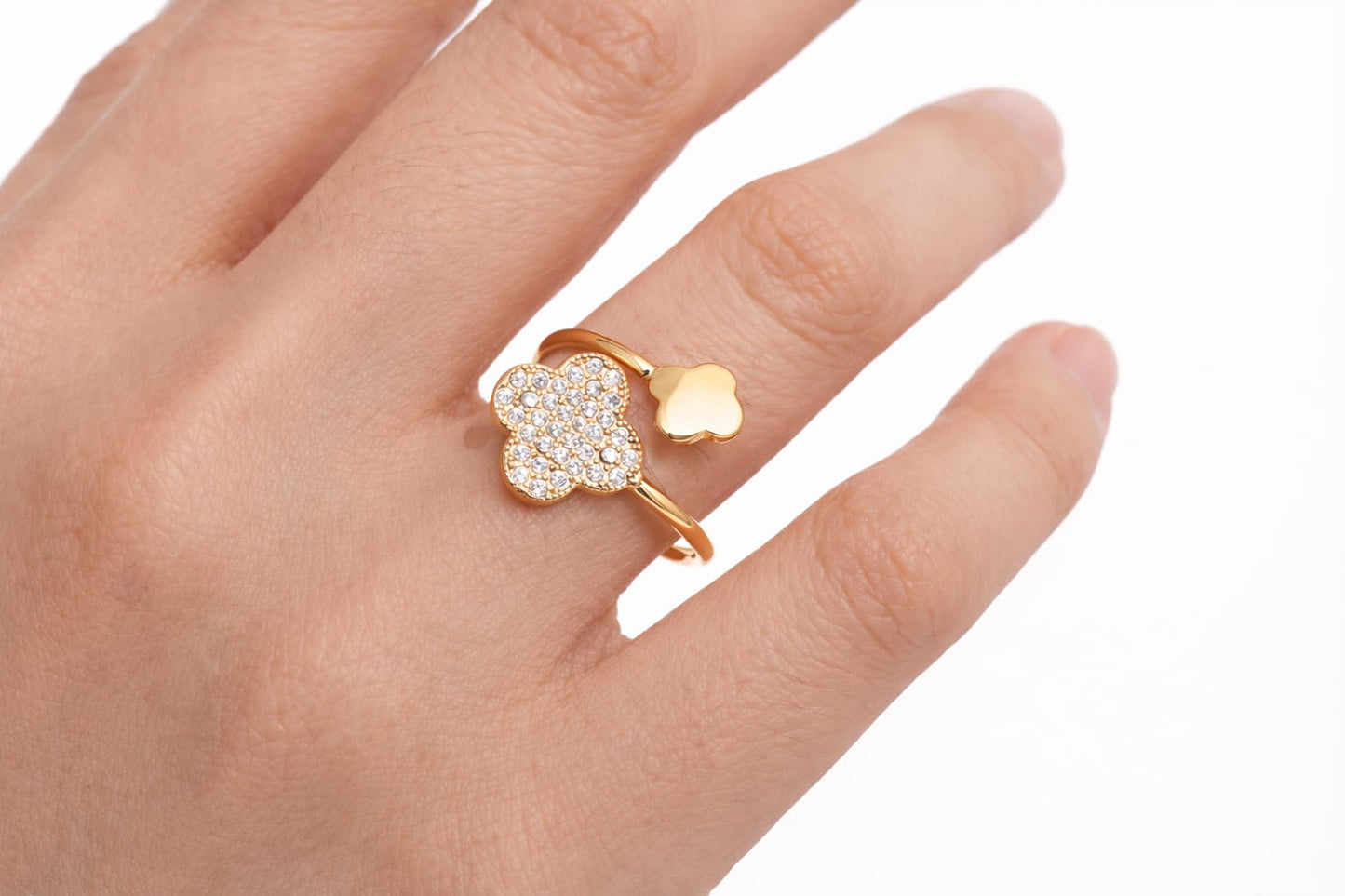 Glücksring mit Kleeblatt – Verstellbar